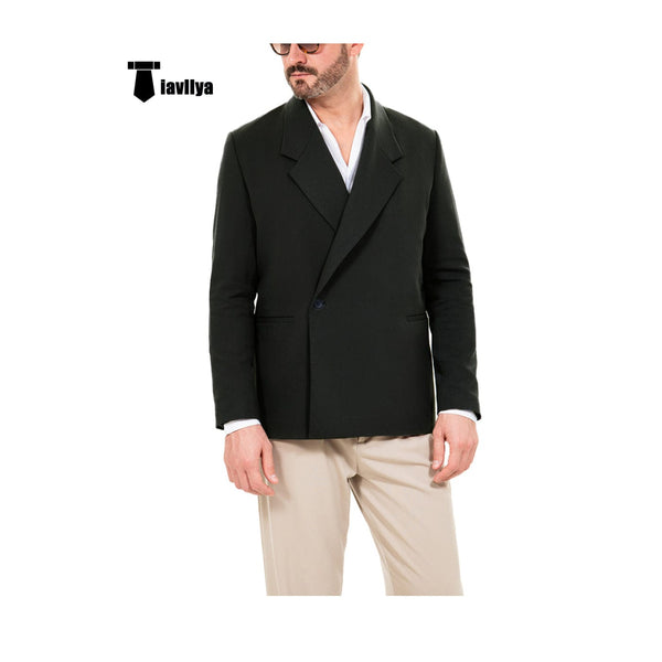 Tiavllya Tiavllya Fashion Men's Slim Fit Notch Lapel Flat Blazer