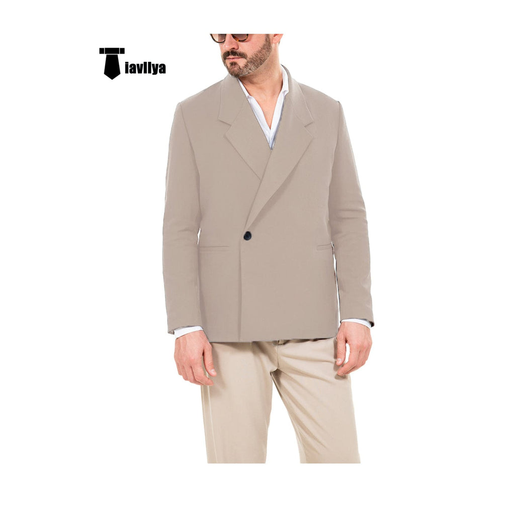 Tiavllya Tiavllya Fashion Men's Slim Fit Notch Lapel Flat Blazer