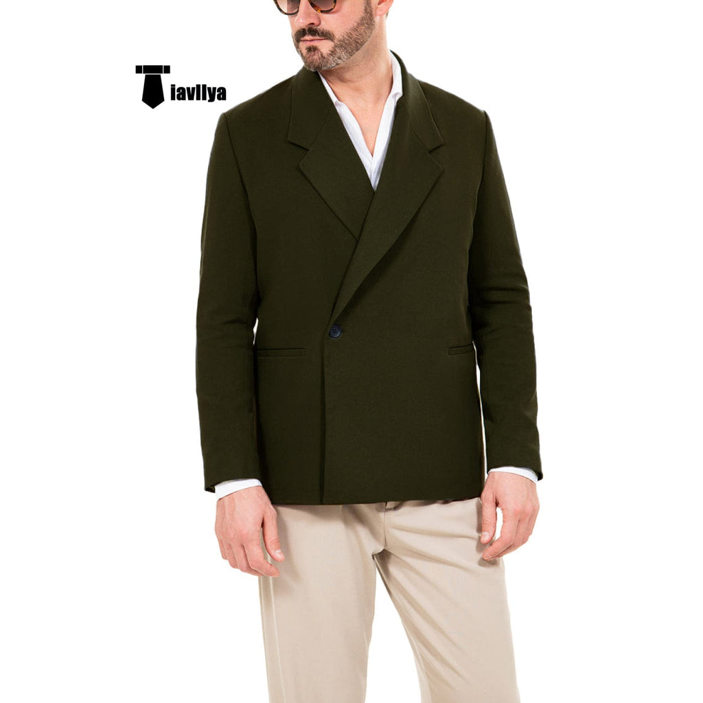 Tiavllya Tiavllya Fashion Men's Slim Fit Notch Lapel Flat Blazer