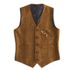 Tiavllya Tiavllya Fashion Men's Slim Fit Tweed Herringbone V Neck Waistcoat