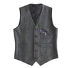 Tiavllya Tiavllya Fashion Men's Slim Fit Tweed Herringbone V Neck Waistcoat