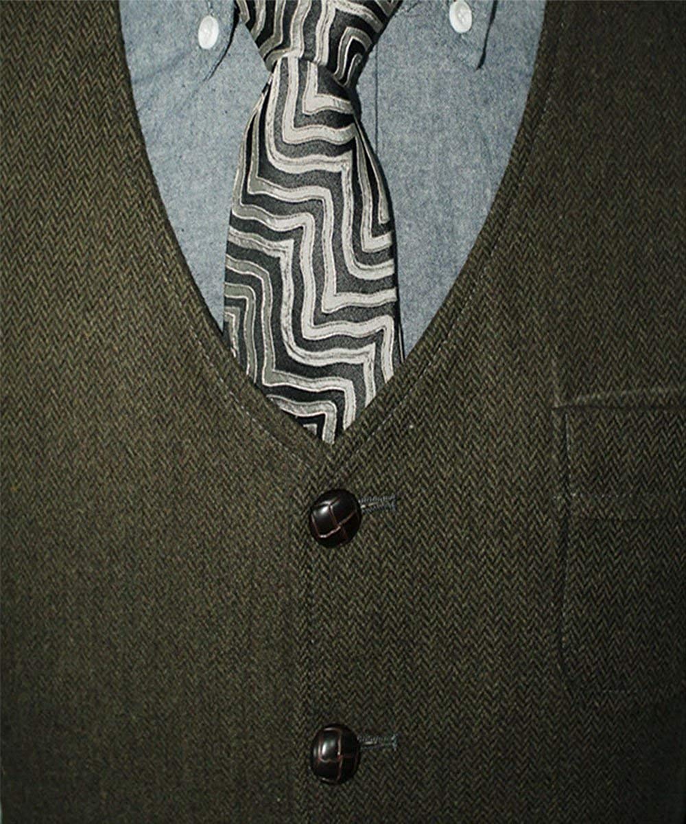 Tiavllya Tiavllya Fashion Men's Slim Fit Tweed Herringbone V Neck Waistcoat