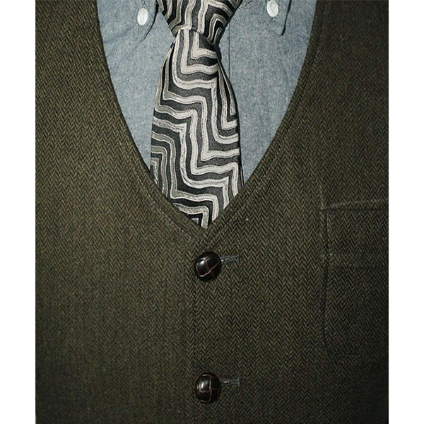 Tiavllya Tiavllya Fashion Men's Slim Fit Tweed Herringbone V Neck Waistcoat