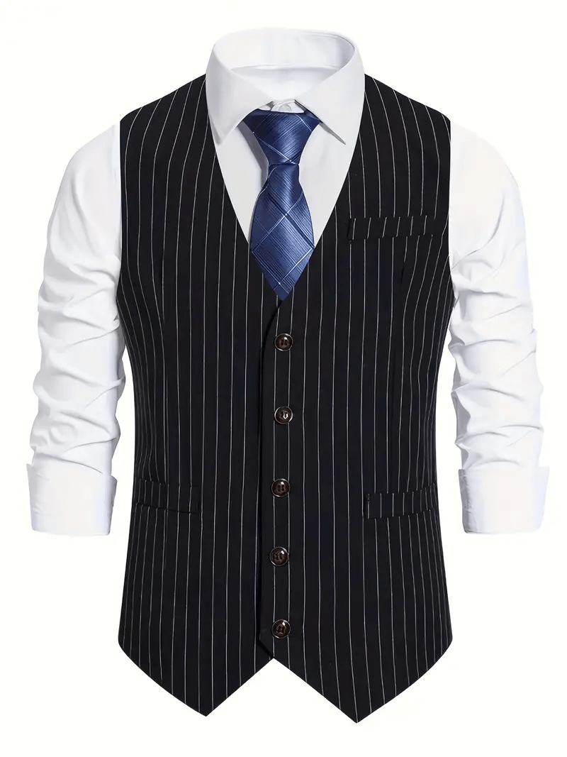 Tiavllya Tiavllya Fashion Men's Striped Vest V-neck Waistcoat
