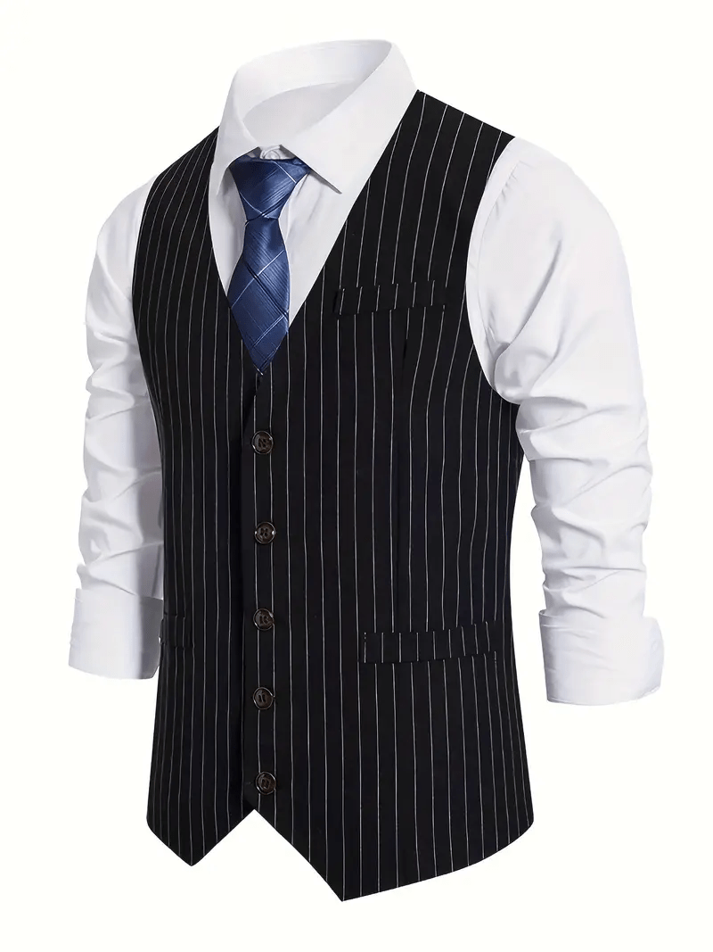 Tiavllya Tiavllya Fashion Men's Striped Vest V-neck Waistcoat