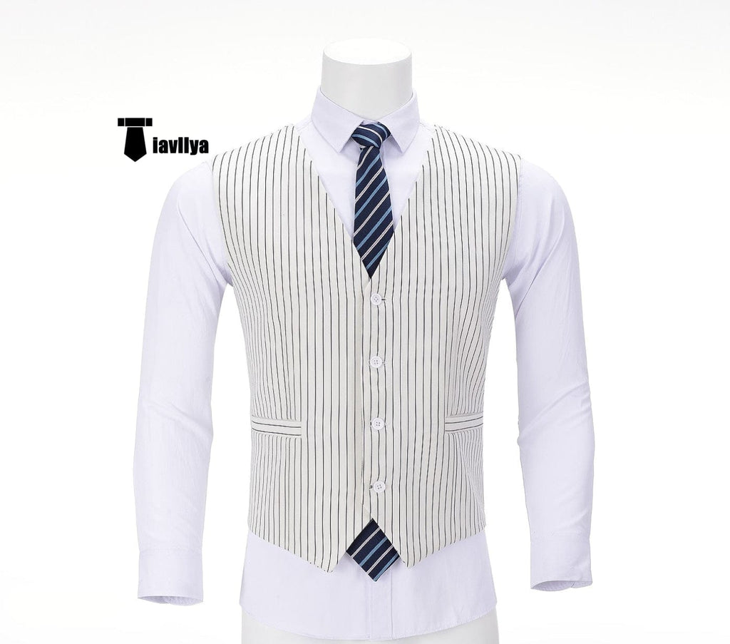 Tiavllya Tiavllya Fashion Men's Striped Vest V-neck Waistcoat
