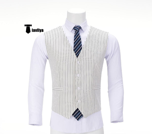 Tiavllya Tiavllya Fashion Men's Striped Vest V-neck Waistcoat