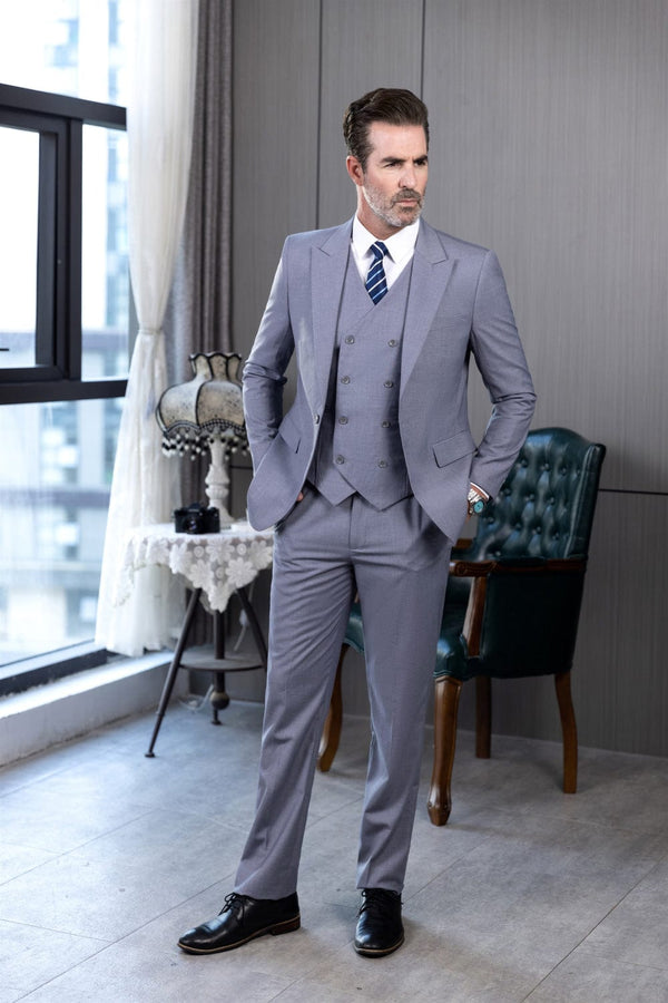 Tiavllya Tiavllya Fashion Men's Suit 3 Piece Peak Lapel Flat Tuxedo Wedding (Blazer+Vest+Pants)