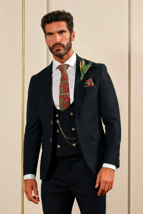 Tiavllya Tiavllya Fashion Men's Suit 3 Piece Peak Lapel Flat Tuxedo Wedding (Blazer+Vest+Pants)