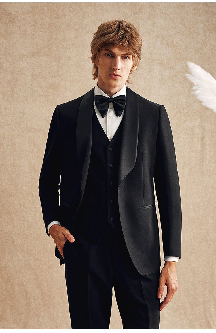 Tiavllya Tiavllya Fashion Men's Suit Flat 3 Pieces Shawl Lapel Tuxedo For Prom (Blazer+vest+Pants)