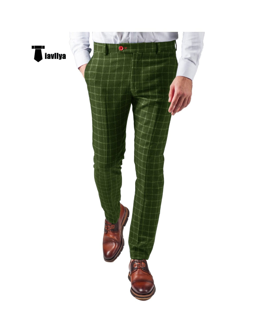 Tiavllya Tiavllya Fashion Men's Suit Pants Plaid Regular Fit Trousers