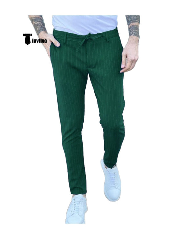 Tiavllya Tiavllya Fashion Men's Suit Pants Stripe Regular Fit Trousers