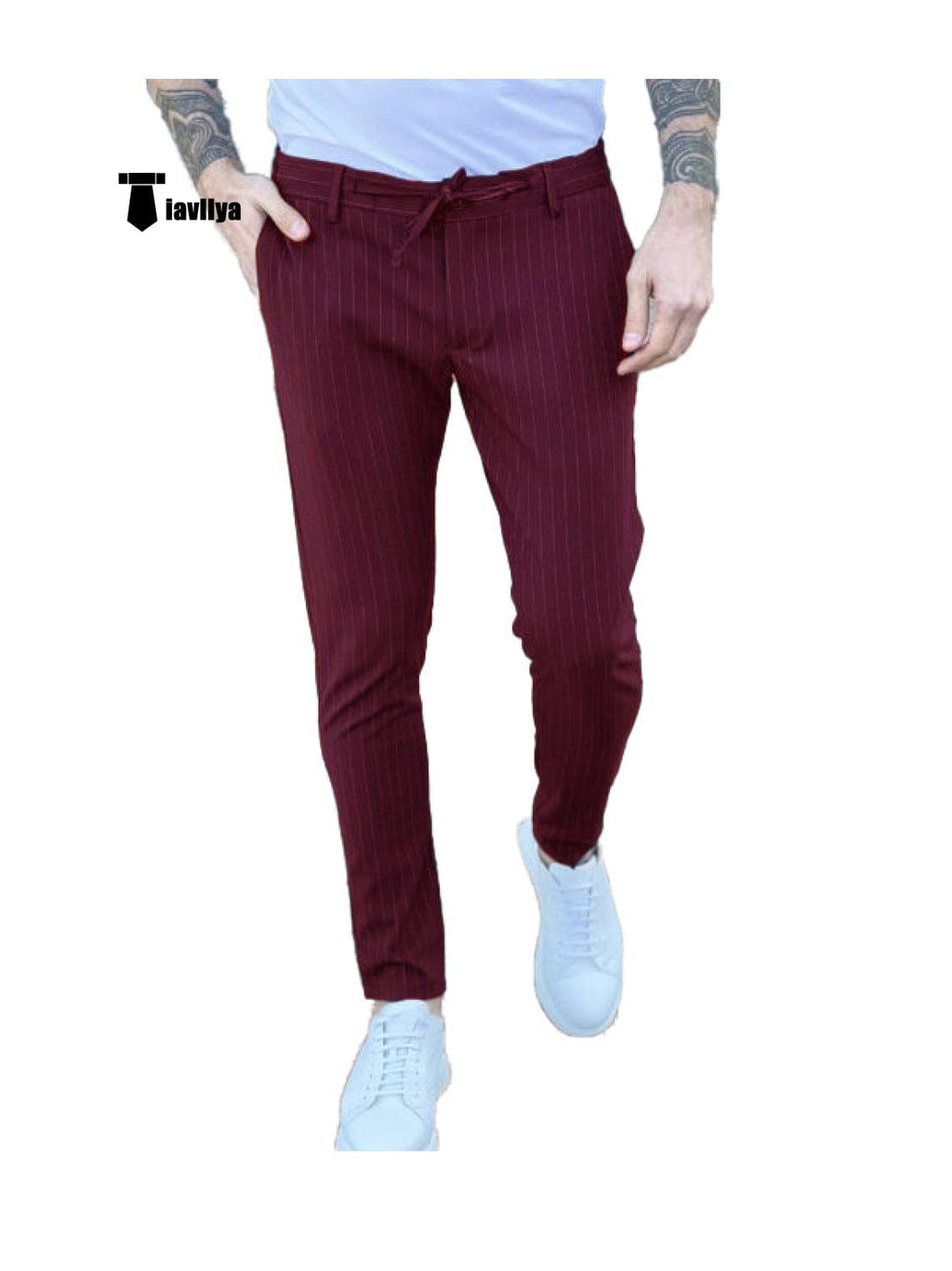 Tiavllya Tiavllya Fashion Men's Suit Pants Stripe Regular Fit Trousers