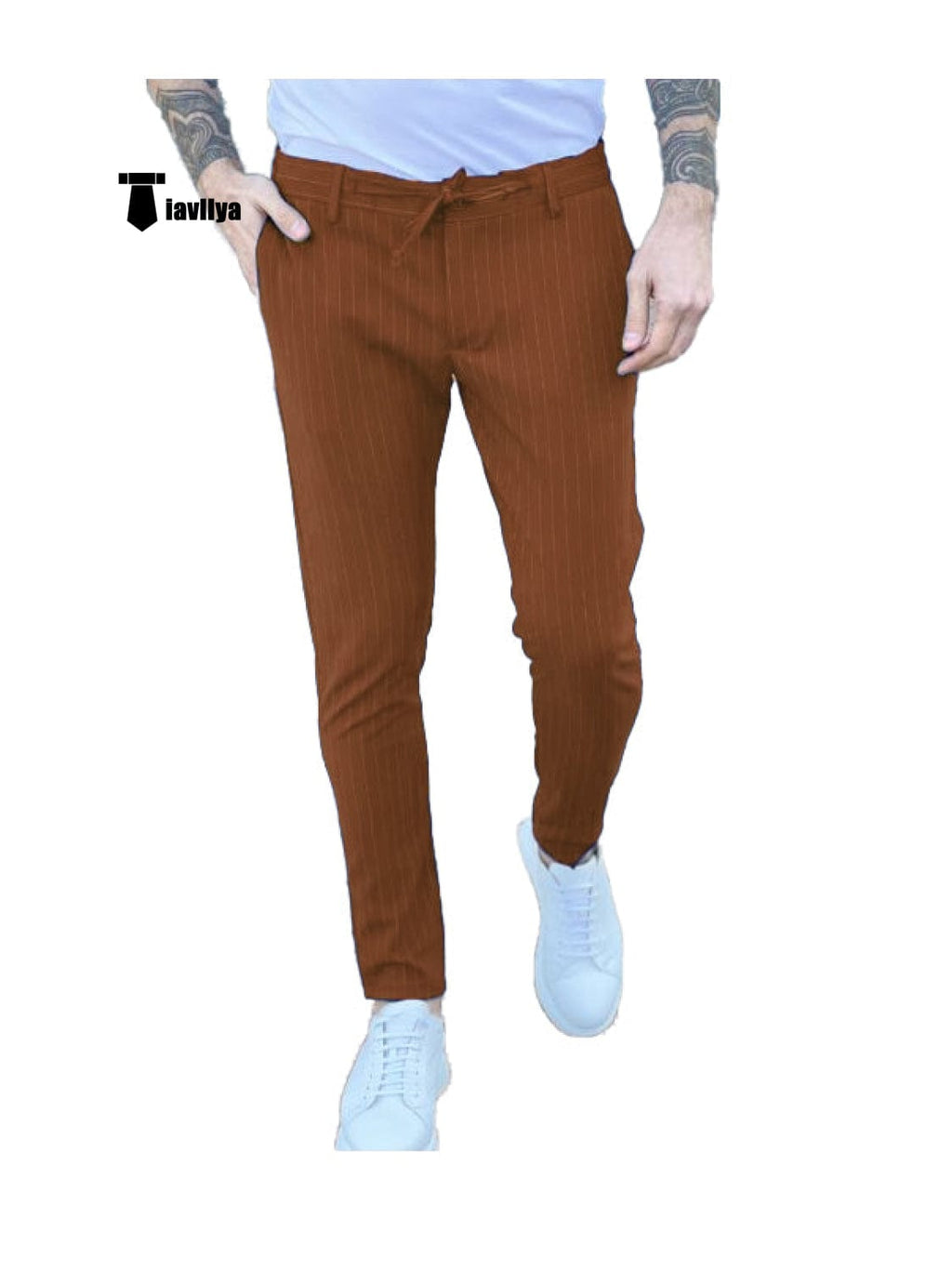 Tiavllya Tiavllya Fashion Men's Suit Pants Stripe Regular Fit Trousers