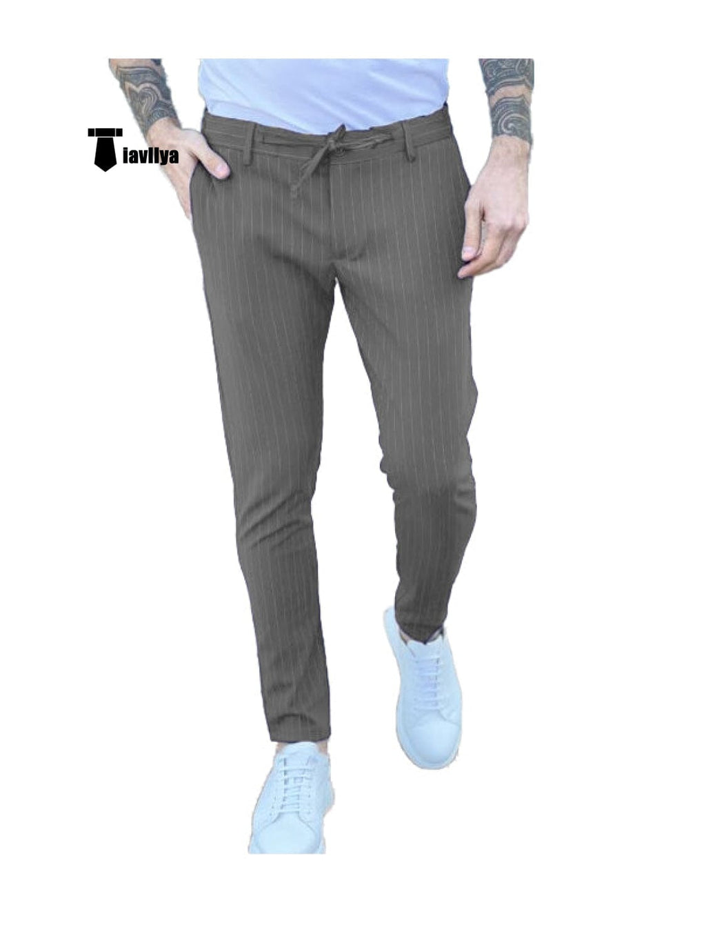 Tiavllya Tiavllya Fashion Men's Suit Pants Stripe Regular Fit Trousers