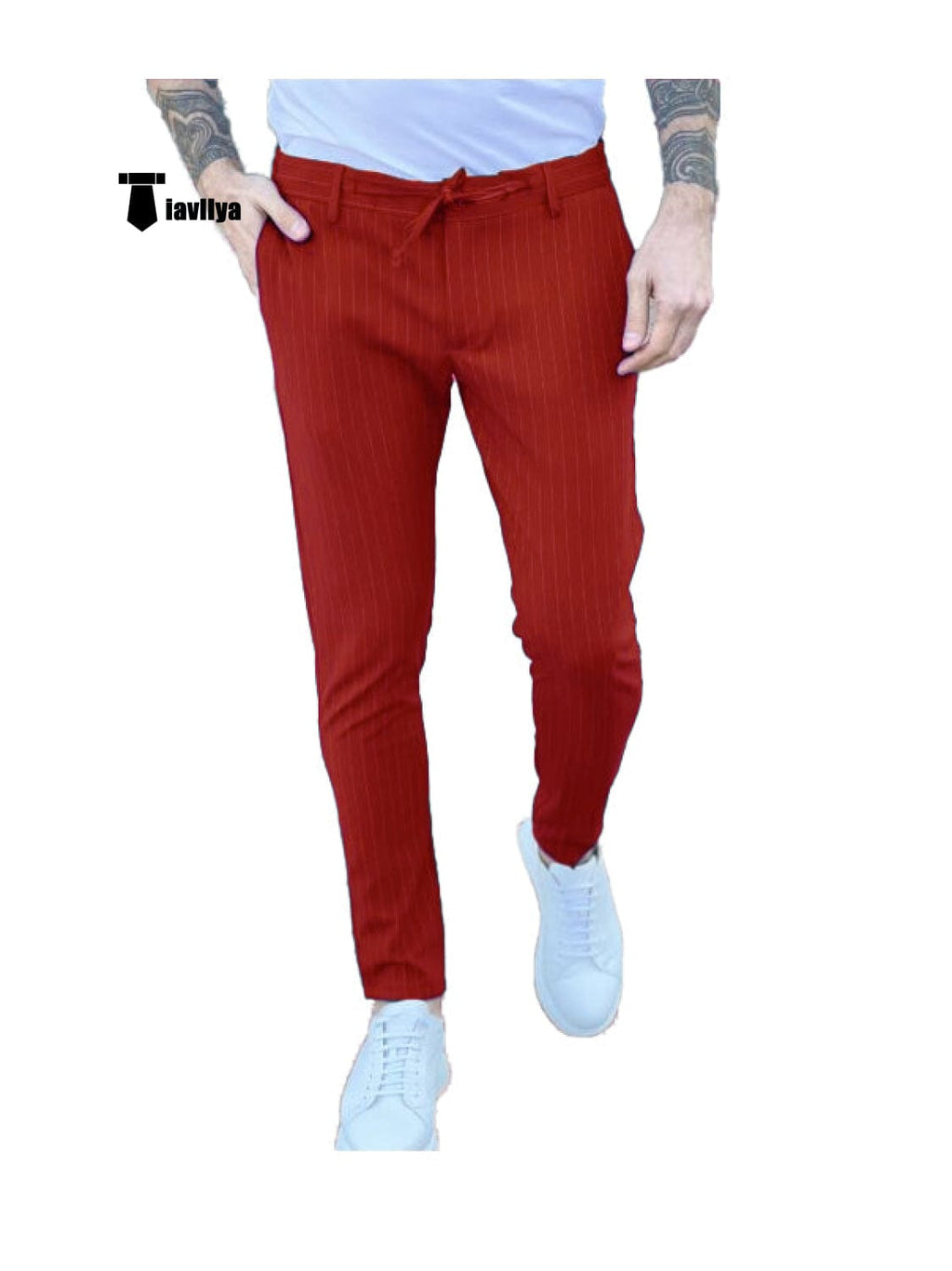 Tiavllya Tiavllya Fashion Men's Suit Pants Stripe Regular Fit Trousers
