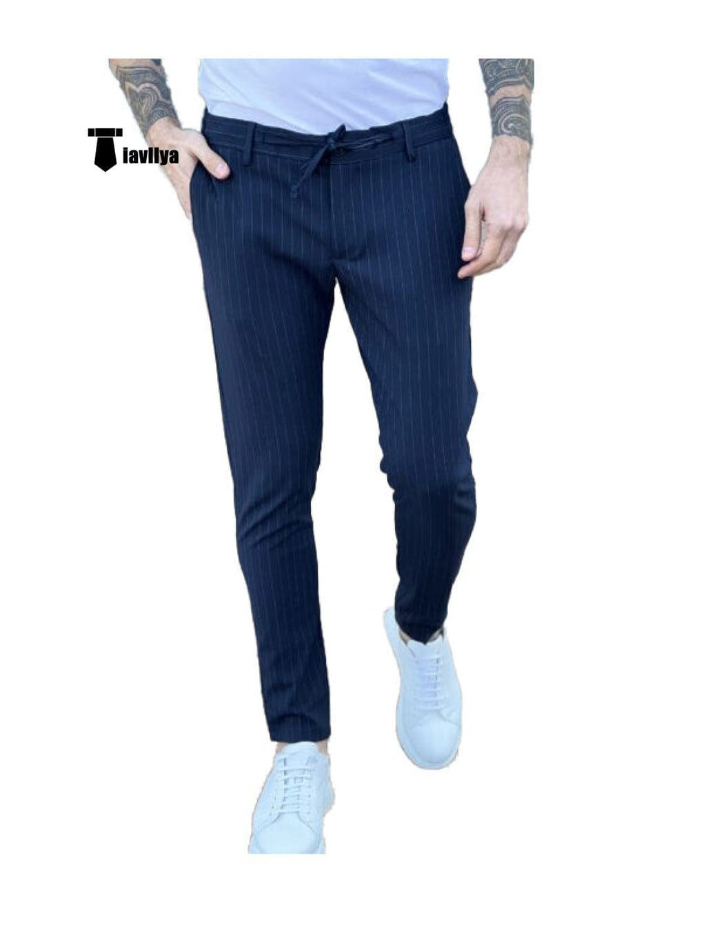 Tiavllya Tiavllya Fashion Men's Suit Pants Stripe Regular Fit Trousers