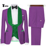 Tiavllya Tiavllya Fashion Men's Suit Printed 3 Pieces Shawl Lapel Tuxedo For Prom (Blazer+vest+Pants)