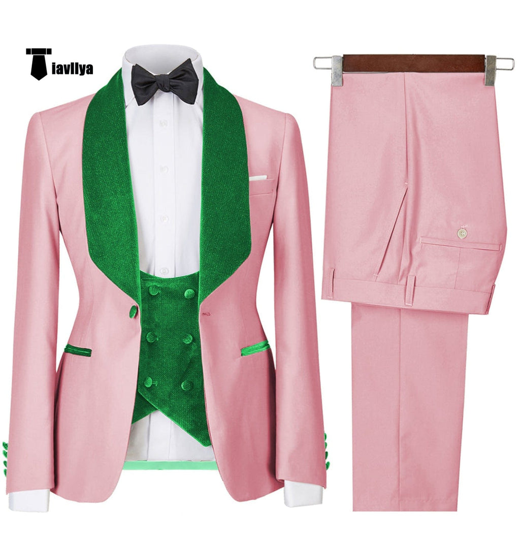 Tiavllya Tiavllya Fashion Men's Suit Printed 3 Pieces Shawl Lapel Tuxedo For Prom (Blazer+vest+Pants)