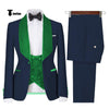 Tiavllya Tiavllya Fashion Men's Suit Printed 3 Pieces Shawl Lapel Tuxedo For Prom (Blazer+vest+Pants)