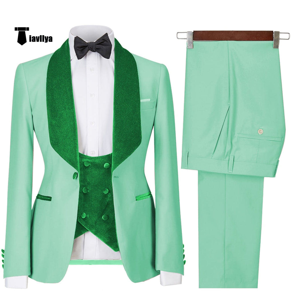 Tiavllya Tiavllya Fashion Men's Suit Printed 3 Pieces Shawl Lapel Tuxedo For Prom (Blazer+vest+Pants)