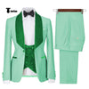 Tiavllya Tiavllya Fashion Men's Suit Printed 3 Pieces Shawl Lapel Tuxedo For Prom (Blazer+vest+Pants)