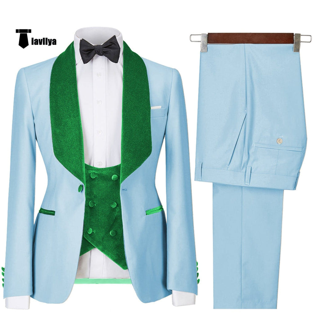 Tiavllya Tiavllya Fashion Men's Suit Printed 3 Pieces Shawl Lapel Tuxedo For Prom (Blazer+vest+Pants)