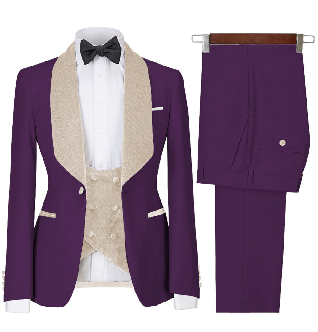 Tiavllya Tiavllya Fashion Men's Suit Printed 3 Pieces Shawl Lapel Tuxedo For Prom (Blazer+vest+Pants)