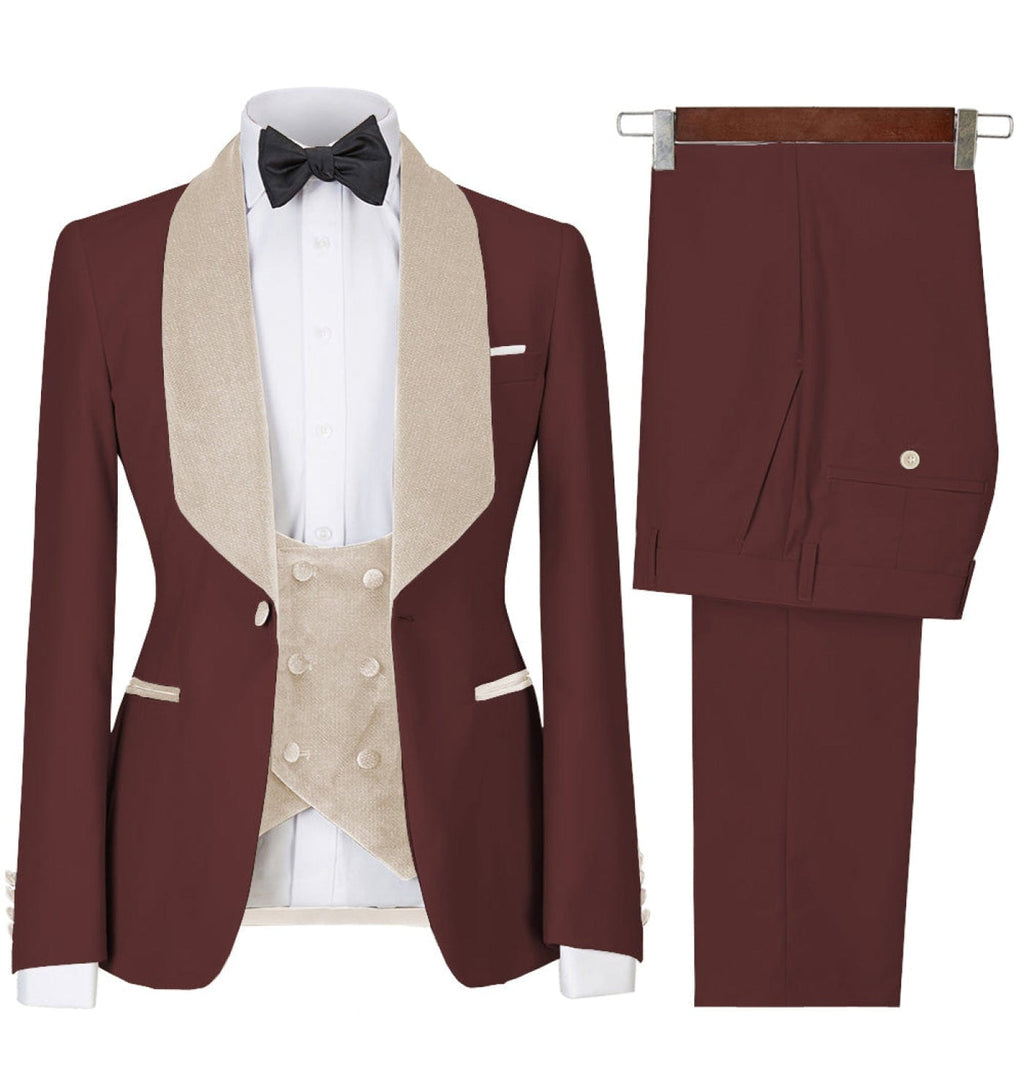 Tiavllya Tiavllya Fashion Men's Suit Printed 3 Pieces Shawl Lapel Tuxedo For Prom (Blazer+vest+Pants)