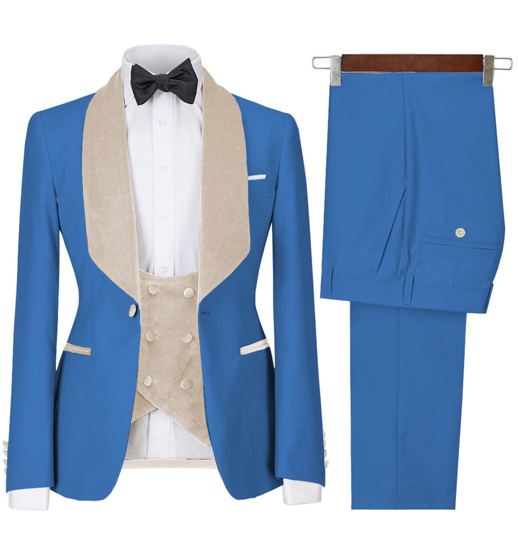 Tiavllya Tiavllya Fashion Men's Suit Printed 3 Pieces Shawl Lapel Tuxedo For Prom (Blazer+vest+Pants)