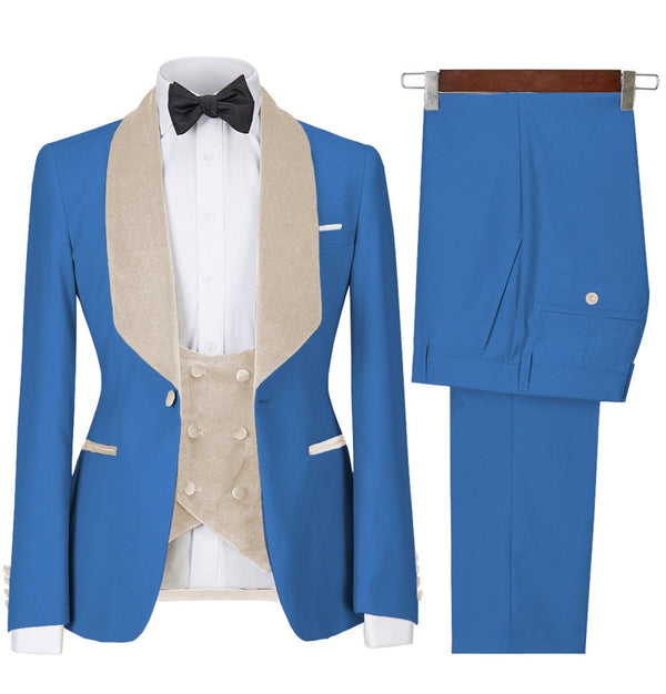 Tiavllya Tiavllya Fashion Men's Suit Printed 3 Pieces Shawl Lapel Tuxedo For Prom (Blazer+vest+Pants)