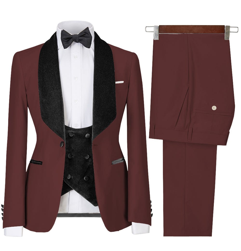 Tiavllya Tiavllya Fashion Men's Suit Printed 3 Pieces Shawl Lapel Tuxedo For Prom (Blazer+vest+Pants)