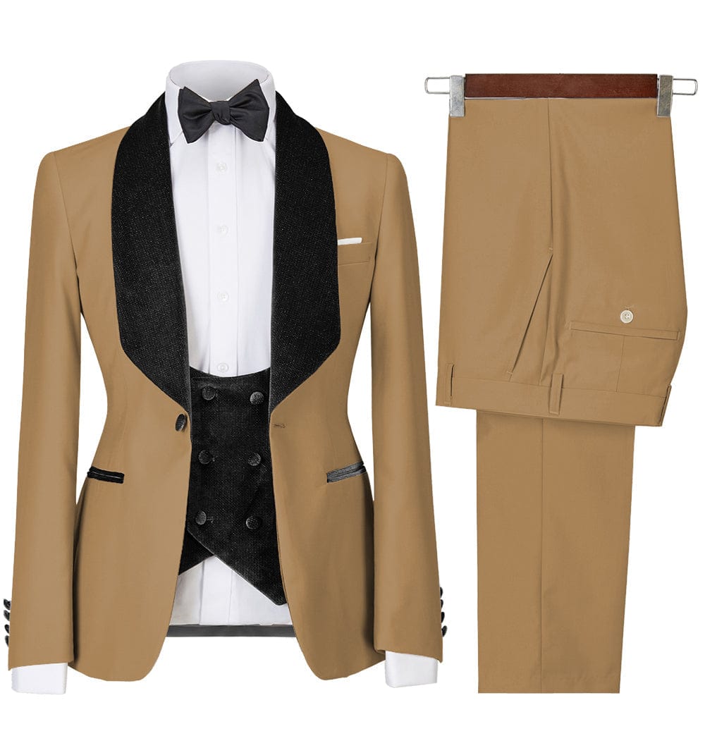 Tiavllya Tiavllya Fashion Men's Suit Printed 3 Pieces Shawl Lapel Tuxedo For Prom (Blazer+vest+Pants)