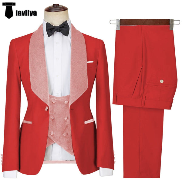 Tiavllya Tiavllya Fashion Men's Suit Printed 3 Pieces Shawl Lapel Tuxedo For Prom (Blazer+vest+Pants)