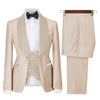 Tiavllya Tiavllya Fashion Men's Suit Printed 3 Pieces Shawl Lapel Tuxedo For Prom (Blazer+vest+Pants)