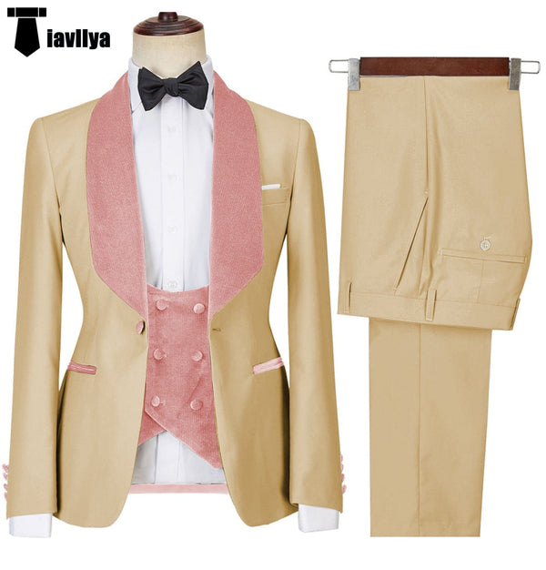 Tiavllya Tiavllya Fashion Men's Suit Printed 3 Pieces Shawl Lapel Tuxedo For Prom (Blazer+vest+Pants)