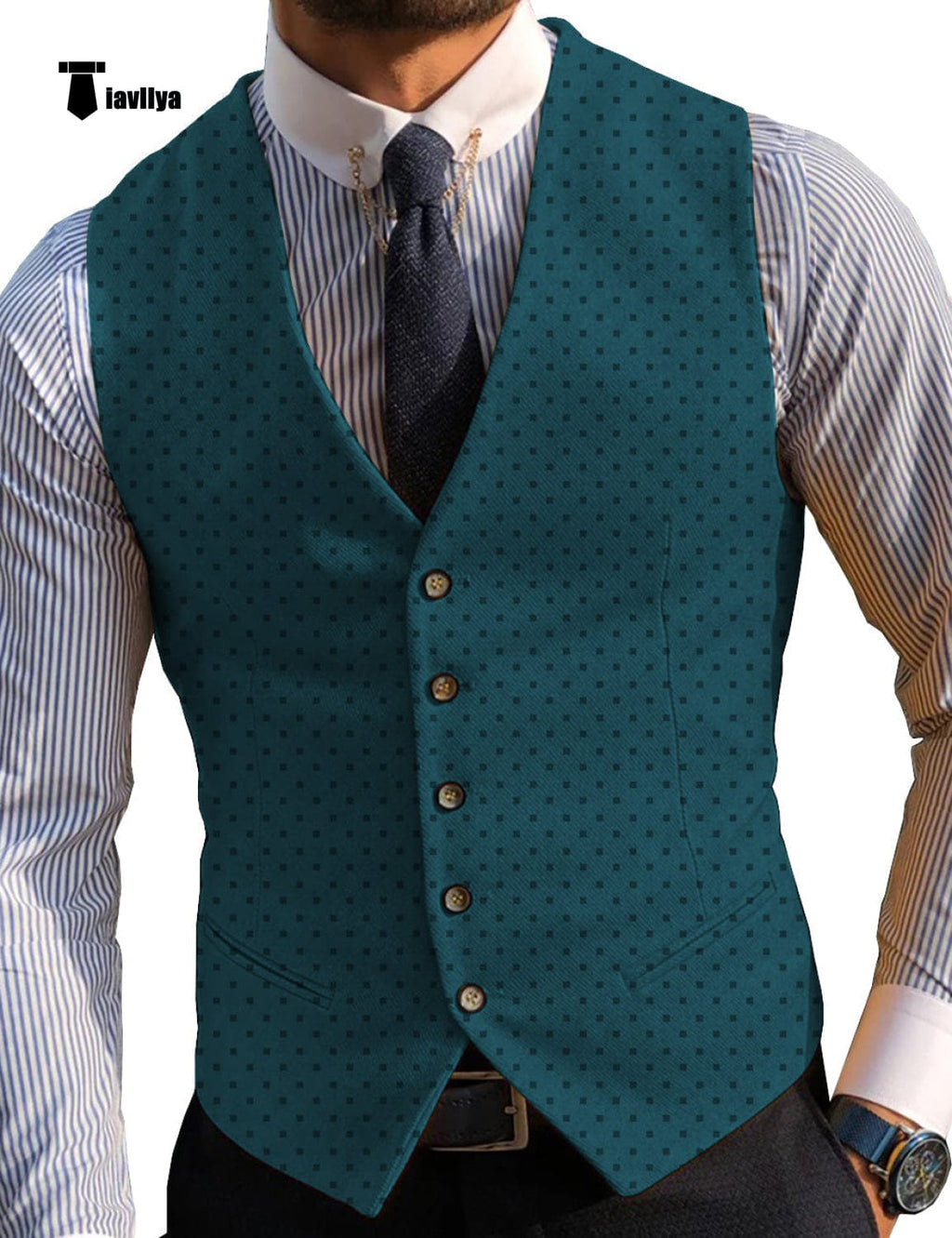 Tiavllya Tiavllya Fashion Men's Suit Vest Prom Print V Neck Suit Vest
