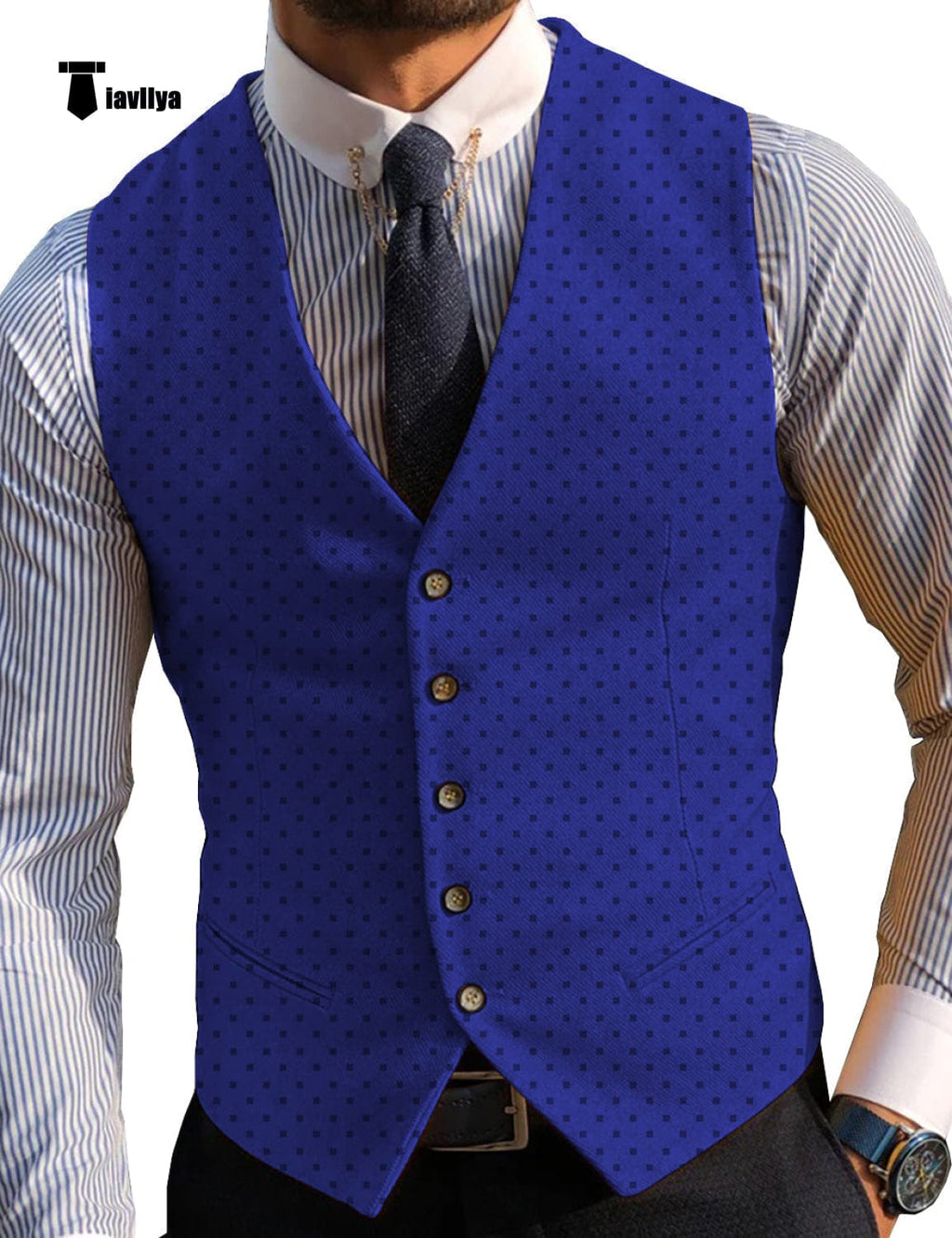 Tiavllya Tiavllya Fashion Men's Suit Vest Prom Print V Neck Suit Vest