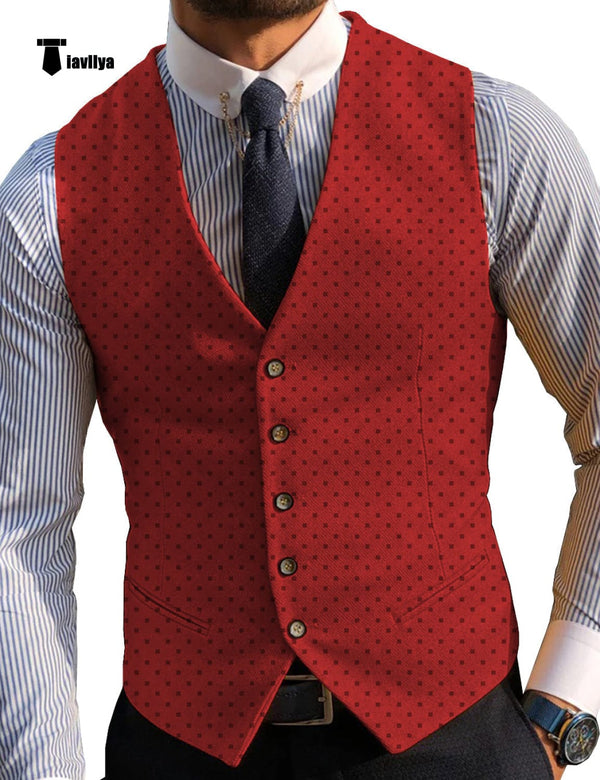 Tiavllya Tiavllya Fashion Men's Suit Vest Prom Print V Neck Suit Vest