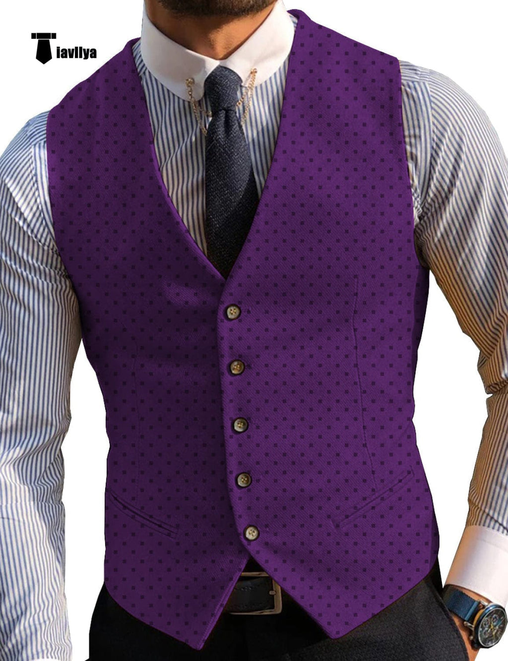 Tiavllya Tiavllya Fashion Men's Suit Vest Prom Print V Neck Suit Vest
