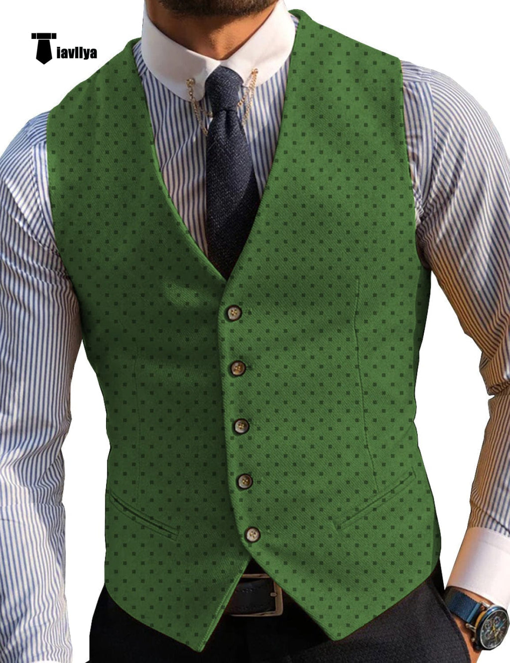Tiavllya Tiavllya Fashion Men's Suit Vest Prom Print V Neck Suit Vest
