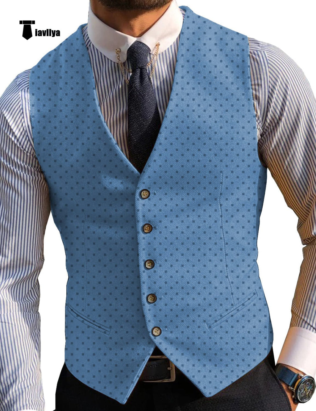 Tiavllya Tiavllya Fashion Men's Suit Vest Prom Print V Neck Suit Vest