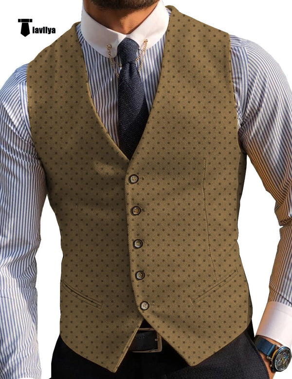 Tiavllya Tiavllya Fashion Men's Suit Vest Prom Print V Neck Suit Vest