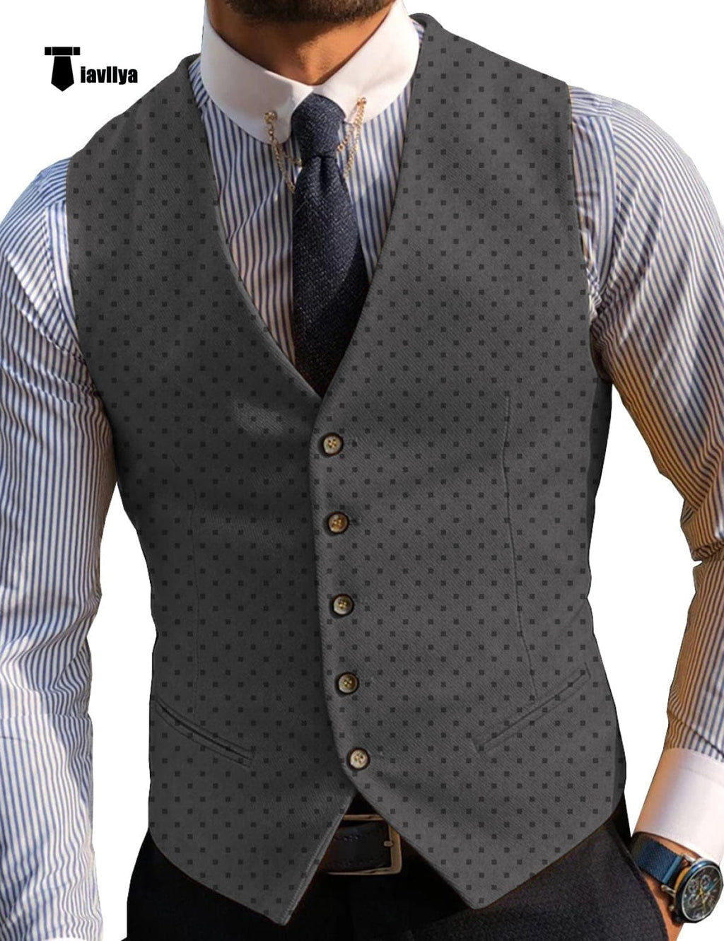 Tiavllya Tiavllya Fashion Men's Suit Vest Prom Print V Neck Suit Vest