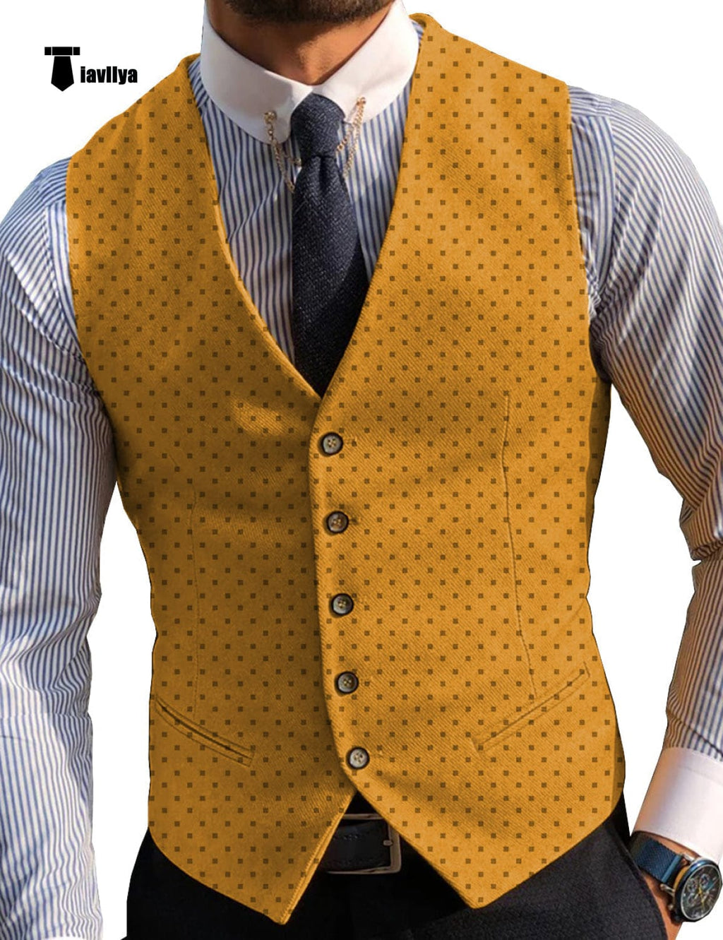 Tiavllya Tiavllya Fashion Men's Suit Vest Prom Print V Neck Suit Vest