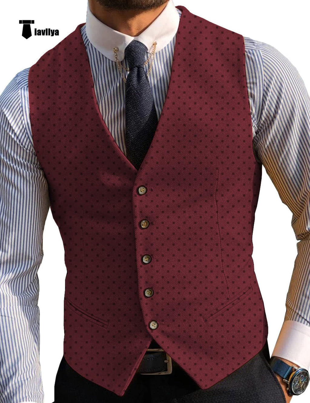 Tiavllya Tiavllya Fashion Men's Suit Vest Prom Print V Neck Suit Vest