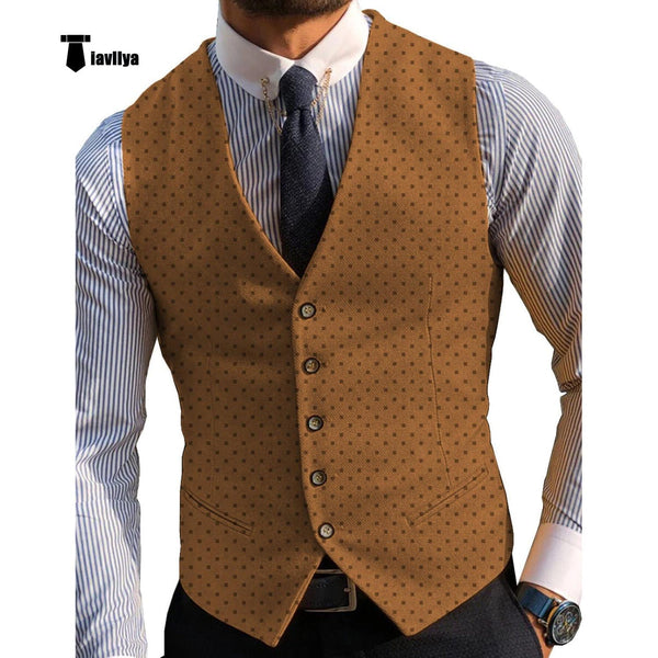 Tiavllya Tiavllya Fashion Men's Suit Vest Prom Print V Neck Suit Vest