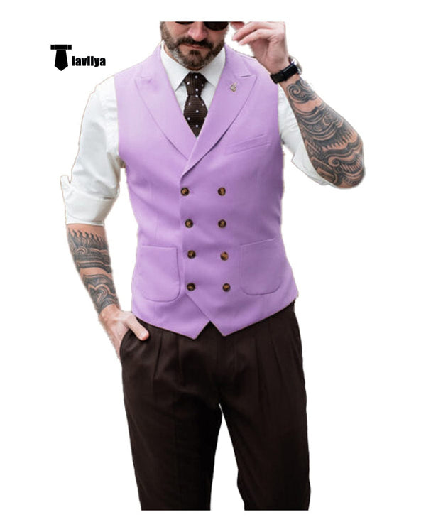Tiavllya Tiavllya Fashion Men's Suit Vest Regular Fit Peak Lapel Waistcoat Wedding