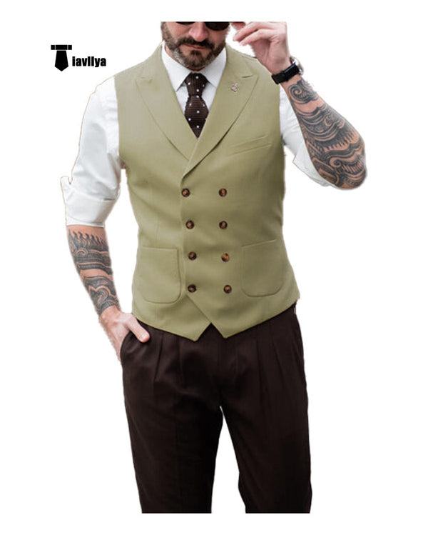 Tiavllya Tiavllya Fashion Men's Suit Vest Regular Fit Peak Lapel Waistcoat Wedding