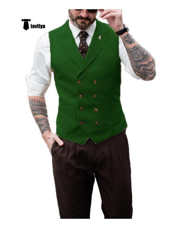 Tiavllya Tiavllya Fashion Men's Suit Vest Regular Fit Peak Lapel Waistcoat Wedding